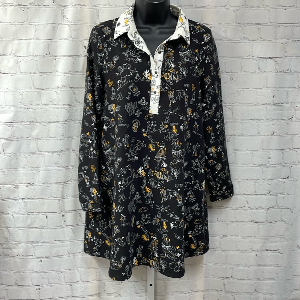 Zara Trafaluc Collection scribble graphic art  size small dress